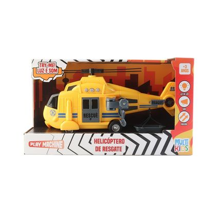 Play Machine Helicóptero de Resgate Com Luz e Som Amarelo Multikids - BR1783 BR1783