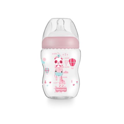 Mamadeira First Moments Rosa Algodão Doce 270 ml +2 meses Fisher Price - BB1027 BB1027