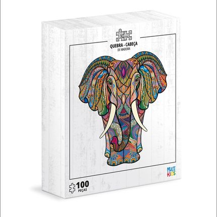 Quebra-Cabeça de Madeira Elefante 98 Peças Multikids - BR1681 BR1681