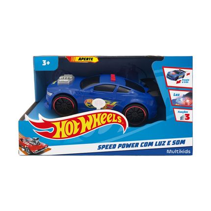 Hot Wheels Carro Speed Power Azul com Luz e Som Multikids - BR1821 BR1821