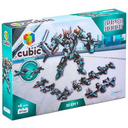 Blocos de Montar Cubic 25 em 1 Super Robot 577 Peças Multikids - BR1618 BR1618