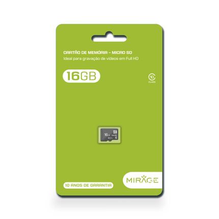 Cartão de Memória Classe 10 16GB Preto Mirage - MC142 MC142
