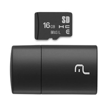 Pen Drive 2 em 1 Leitor USB + Cartão de Memória Classe 10 16GB Preto Multi -...