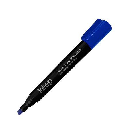 Pincel Marcador Permanente Recarregável Tinta Azul Caixa c/ 12un Keep - MR043