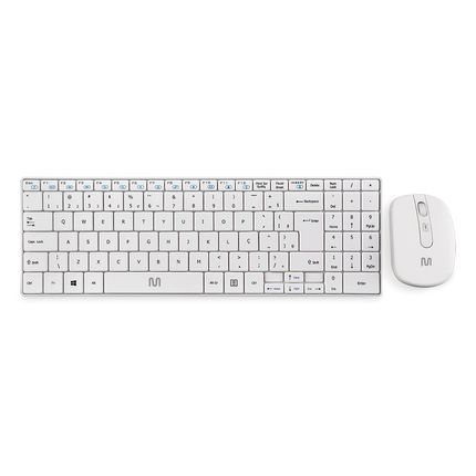 Kit Teclado e Mouse Sem Fio Slim Multimídia Conexão Usb 1600dpi Ajustável Teclas Scissor Branco - TC203 TC203