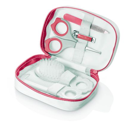 Kit Higiene Rosa - Tesoura, Cortador de Unhas, Lixa, Pente e Escova de Cabelos Multikids Baby - BB098 BB098