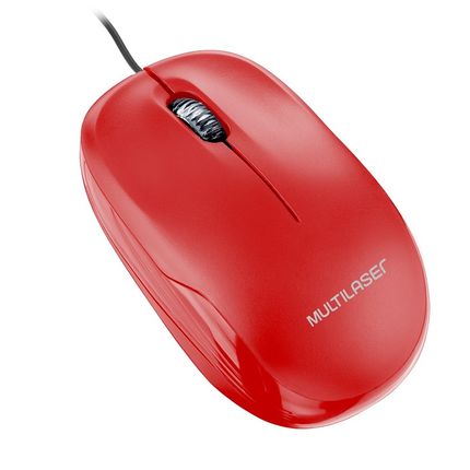 Mouse Com Fio Mid 1200dpi Conexão USB Cabo de 120cm 3 Botões Textura Fosca Vermelho - MO292 MO292