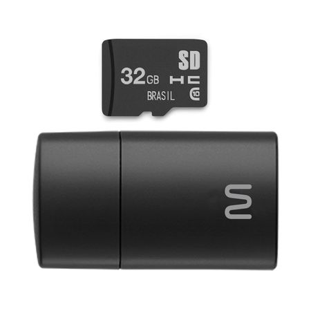 Pen Drive 2 em 1 Leitor USB + Cartão de Memória Classe 10 32GB Preto Multilaser...