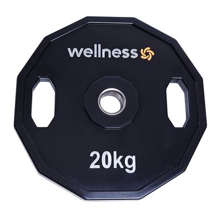Anilha Olímpica Poliuretano 12 Faces De 20 KG Wellness - WK018 WK018
