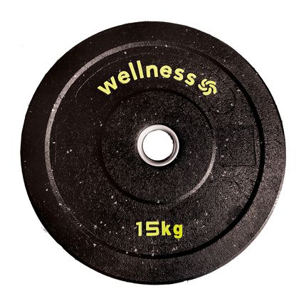 Anilha Olímpica Borracha Amarelo New Bumper Plate 15kg Wellness - WK008 WK008