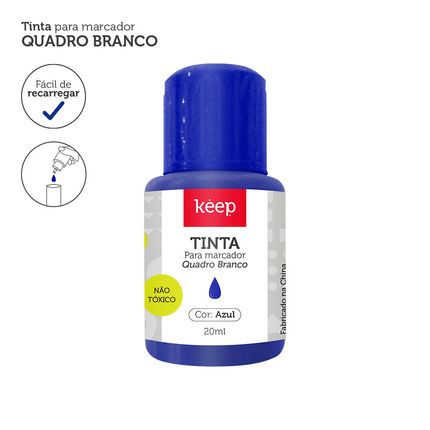 Tinta Refil Para Marcador De Quadro Branco 18ml Azul Caixa C/ 12 Unidades Keep - MR039OUT [Reembalado] MR039OUT