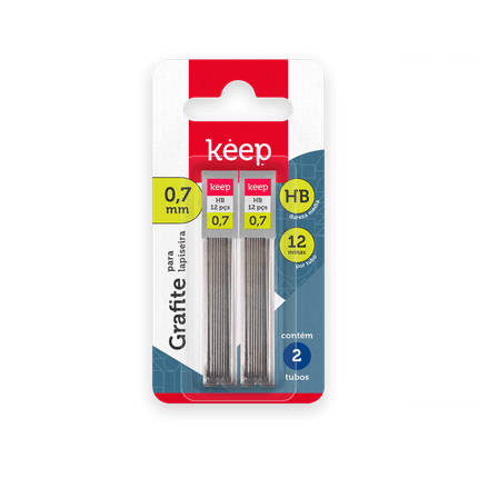 Tubo de Grafite HB 0,7mm Blister c/ 2 Tubos Keep - EI123OUT [Reembalado] EI123OUT