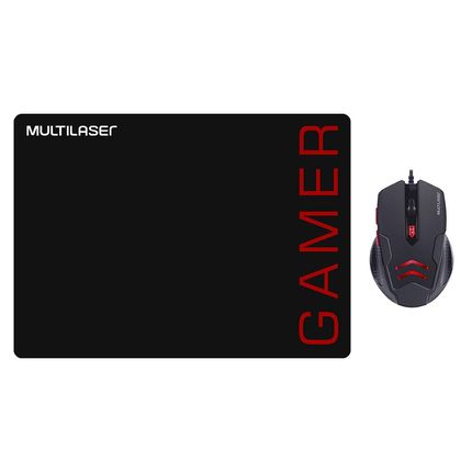 Kit Mouse 3200dpi e Mousepad Gamer Preto e Vermelho - MO306OUT [Reembalado] MO306OUT
