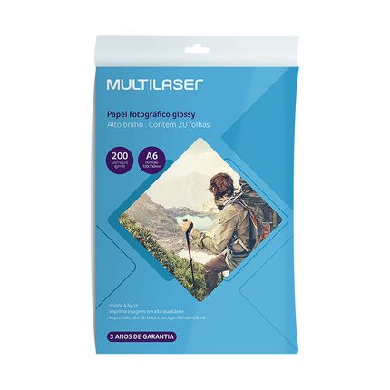 Papel Fotográfico Glossy 10x15cm 220g 20 Folhas Multi - PE010OUT [Reembalado] PE010OUT
