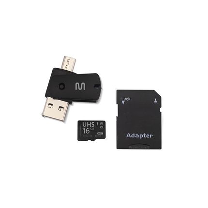 Kit 4 em 1 Cartão De Memória Ultra High Speed-I + Adaptador USB Dual Drive + Adaptador SD 16GB até 80 Mb/S De Velocidade Multi - MC150OUT [Reembalado] MC150OUT