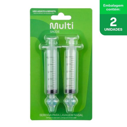 Seringa para Lavagem Nasal 10ml Adulto 2 unidades - Multi Saúde - HC398OUT [Reembalado] HC398OUT
