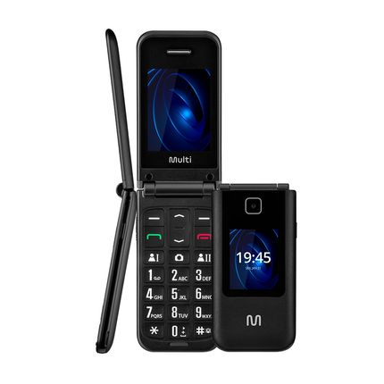 Celular Multi Flip Vita Duo 2G Dual Chip com duas telas + Botão SOS + Rádio FM + MP3 + Bluetooth + Câmera Preto - P9145 P9145