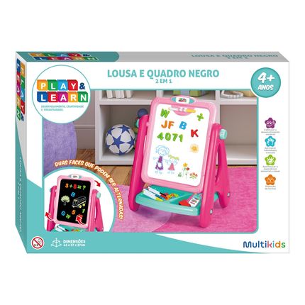 Lousa P/ Criança Magnética e Quadro Negro Play e Learn 2 em 1 Multikids - BR1767 BR1767