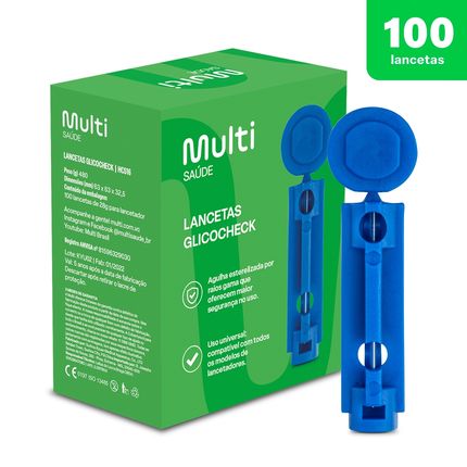 Lancetas Care Plus 28G Caixa com 100un Multi Saúde - HC516 HC516