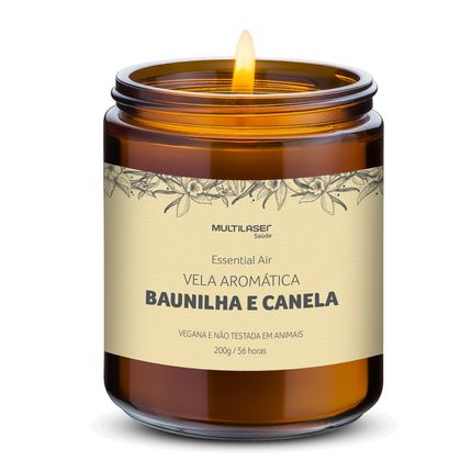 Vela Aromática de Baunilha e Canela - 200g - Multi Saúde - HC525 HC525