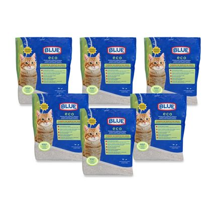 Pack 6x Areia Higiênica Biodegradável para Gatos 2Kg Eco Blue - PP440 PP440