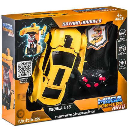 Carrinho Transformável Controle Remoto Megaformers Auto Saturn Amarelo Multikids - BR1653 BR1653
