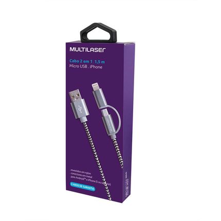 Cabo Concept Hibrido 1,5M Usb Multilaser Cinza - WI342 WI342