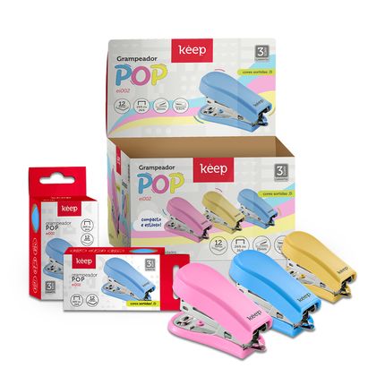 Grampeador Pop 12 Folhas Com Extrator Keep - EI002 EI002