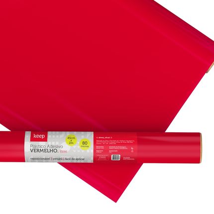 Plástico Adesivo Vermelho 0.05mm PVC 45cm x 2m Keep - EI066 EI066