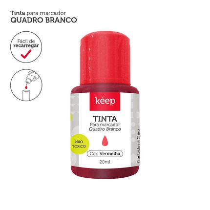 Tinta Refil Para Marcador De Quadro Branco 18ml Vermelho Caixa Com 12 Unidades Keep - MR040 MR040