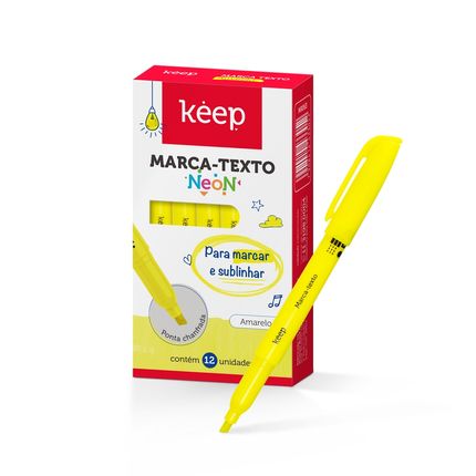 Marca Texto Amarelo Caixa 12 Unidades Keep - MR063 MR063