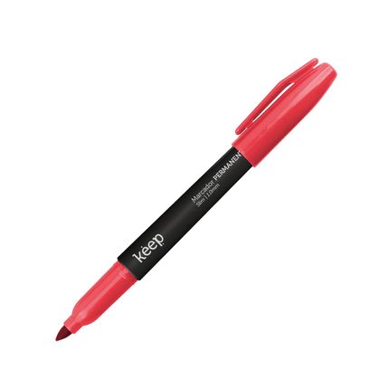 Caneta Marcador Permanente Ponta Fina 1mm Vermelho Caixa c/ 12 Unidades Keep - MR019 MR019