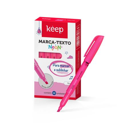 Marca Texto Rosa Caixa c/ 12 Unidades Keep - MR065 MR065