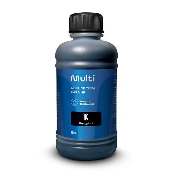 Refil de Tinta Preto 250ml - Compativel Com Impressoras HP Multi - RF009 RF009