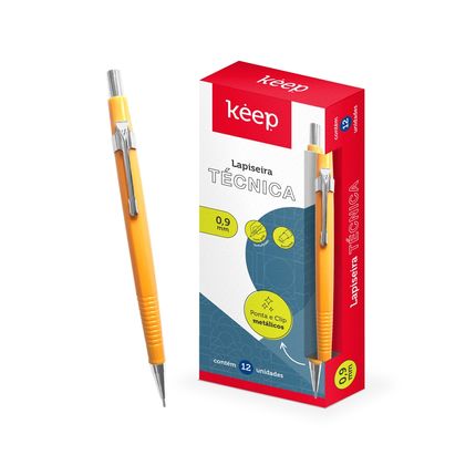 Lapiseira Técnica 0,9mm Amarela Caixa c/ 12 Unidades Keep - EI108 EI108