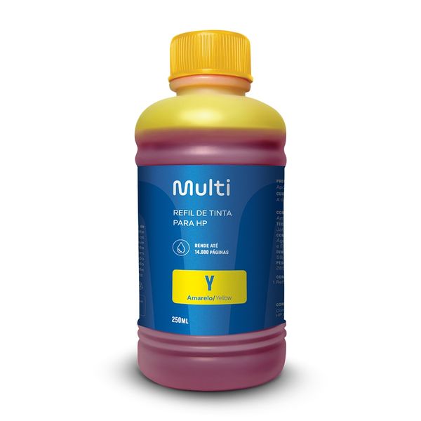 Refil de Tinta Amarelo 250ml - Compativel Com Impressoras HP Multi - RF012 RF012