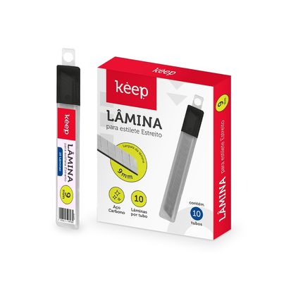 Lâmina para Estilete Estreito 9mm Tubo com 10 Peças Keep - EI168 EI168