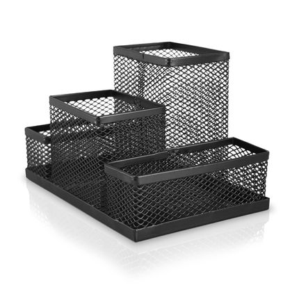 Organizador de Mesa Aramado 4 Compartimentos Preto Keep - EI138 EI138