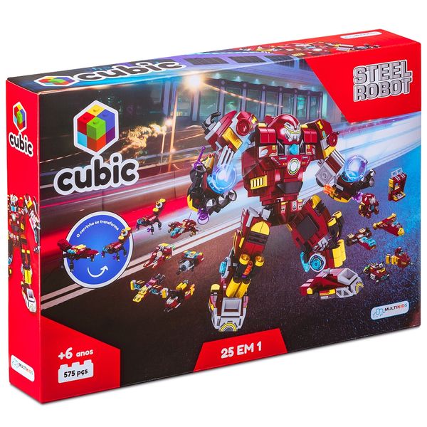 Blocos de Montar Cubic 25 em 1 Steel Robot 575 Peças Multikids - BR1617OUT [Remanufaturado] BR1617OUT