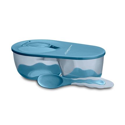Prato Fundo com Divisória e Colher Funny Meal Azul Multikids Baby - BB053 BB053