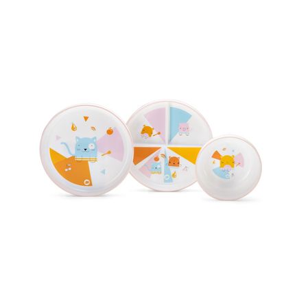 Kit Três Pratinhos Nhac Nhac! Pet Buddies Rosa Multikids Baby - BB1110 BB1110