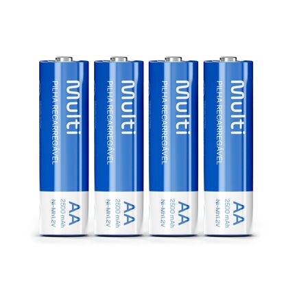 Pilhas Recarregáveis AA 2500Mah com 4 Unidades Multilaser - CB052 CB052