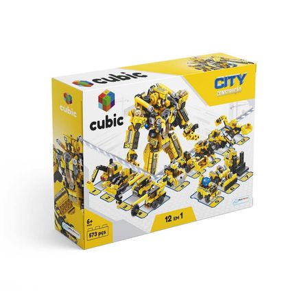 Blocos de Montar Cubic 12 em 1 City Construção 573 Peças Multikids - BR1093OUT [Reembalado] BR1093OUT
