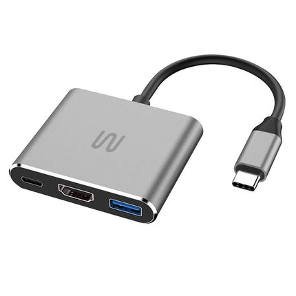 HUB Dock USB Tipo-C 3 em 1 com HDMI e USB 3.0, Power Delivery 100W - AC446 AC446