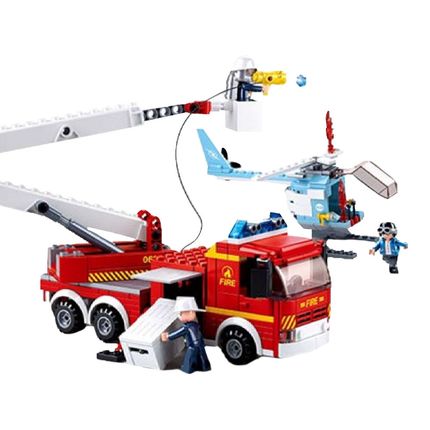 Blocos de Montar Caminhão de Bombeiro e Helicóptero 394 Peças Multikids - BR2308 BR2308