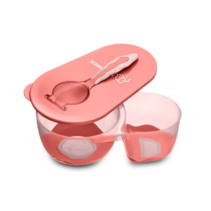 Prato Fundo com Divisória e Colher Funny Meal Rosa Multikids Baby - BB054 BB054