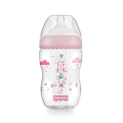 Mamadeira First Moments Rosa Algodão Doce 330ml +4 meses Fisher Price - BB1028 BB1028