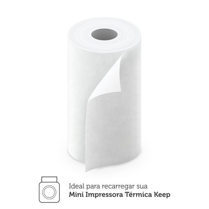 Papel Térmico Branco 3 Rolos p/ Mini Impressora 57x30mm Keep - KP002 KP002