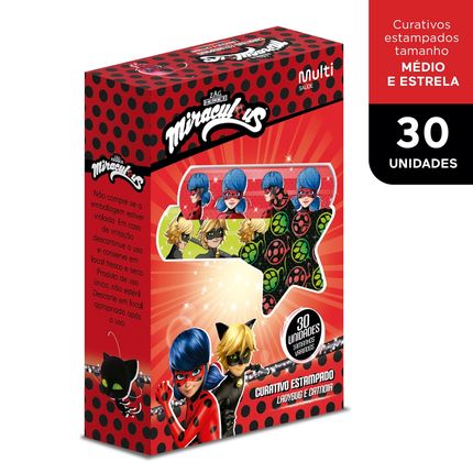 Curativo Estampado Miraculous Caixa com 30 uni. Multi Saúde - HC363 HC363