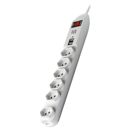 Filtro De Linha Multilaser Com 6 Tomadas E 2 Entradas Usb Bivolt - WI251 WI251